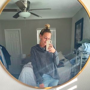 Blue slouchy turtleneck // open back